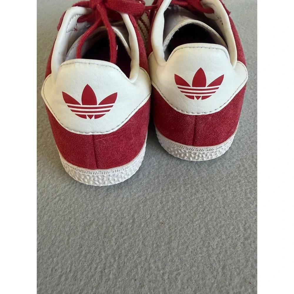 Adidas Gazelle Kids Sneakers Red Suede White Stripes size 13 toddler - Picture 5 of 7